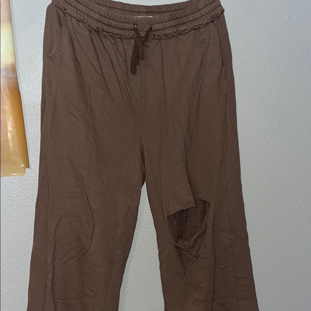 Brown Zenana Premium Casual Pants with Drawstring
